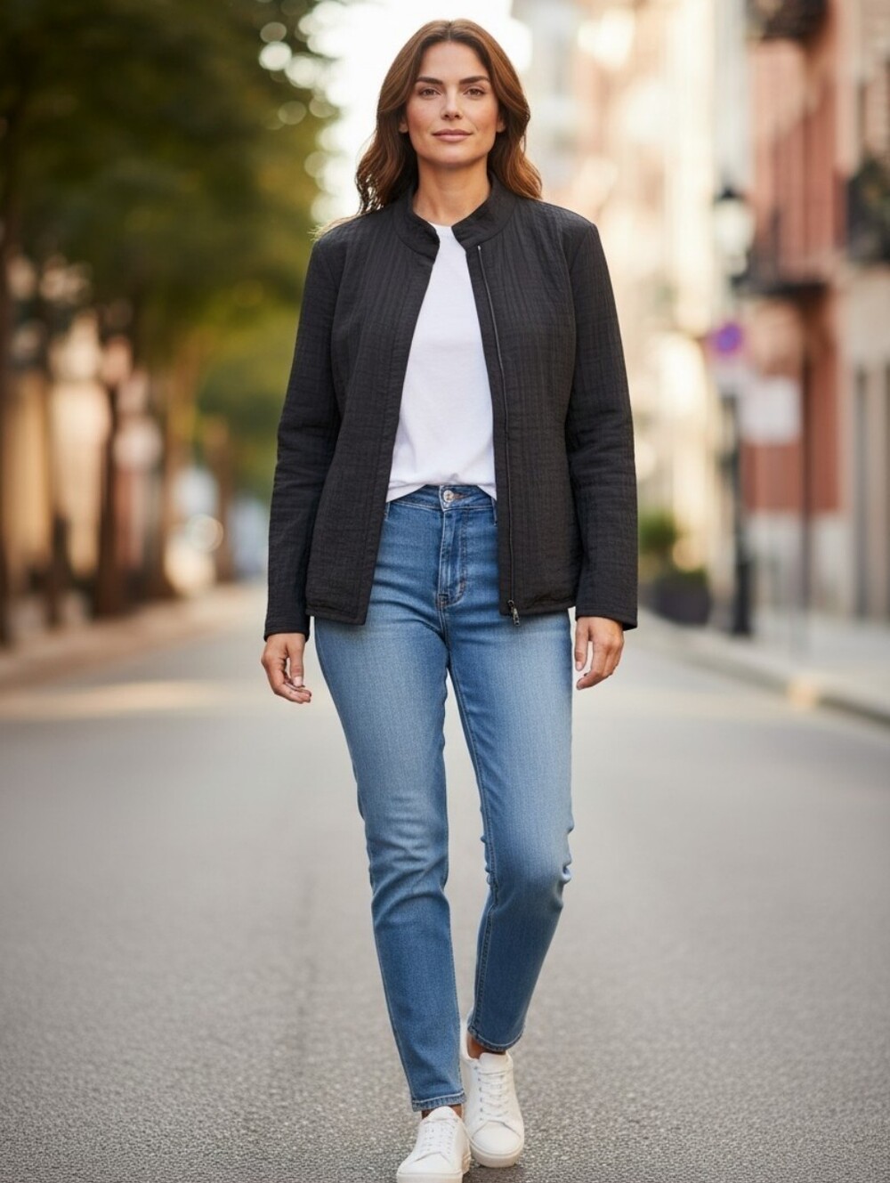 Eileen Fisher Black Textured Stand-Collar Jacket